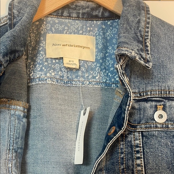 Anthropologie Pilcro & the Letterpress Ruffled Eyelet Gingham Hem Jean Jacket - Picture 7 of 8